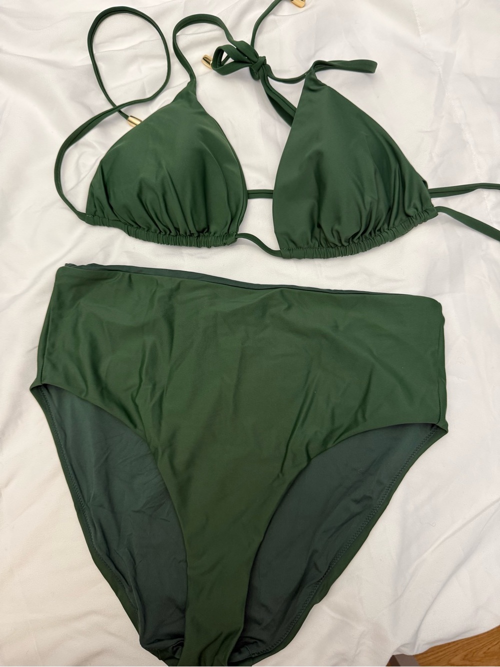Quince High-Rise Triangle Bikini Set in palm green xl